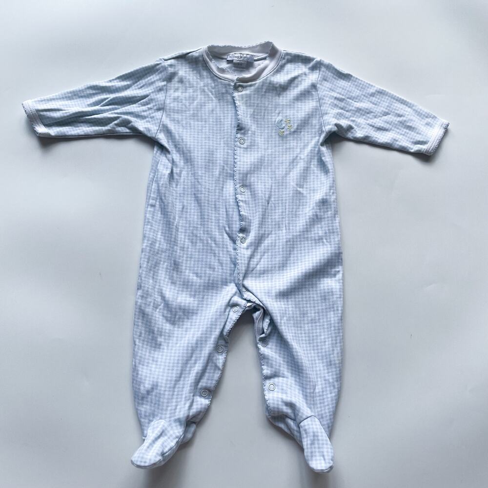 Baby Boys Kissy Kissy Blue Gingham Celestial Footed Sleeper Size 3-6 Months